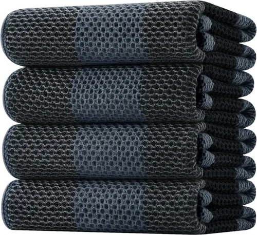 Miniatura 47 de Homaxy Paños de cocina 100% algodón, tejido gofre a cuadros, 12 x 12 pulgadas, toallas para platos súper suaves y absorbentes, de secado rápido