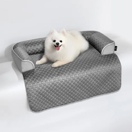 Miniatura 16 de Cama calmante para perros grande para sofá, funda de sofá extraíble de 41 x 37 pulgadas para perros, lavable, antideslizante y esponjosa de felpa