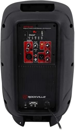 Miniatura 5 de Rockville BPA10 - Altavoz PA DJ Amplificado de 10 pulgadas y 400 W Pico con Bluetooth, reproductor USB/SD, radio FM, entradas XLR/RCA/1/4"/Aux