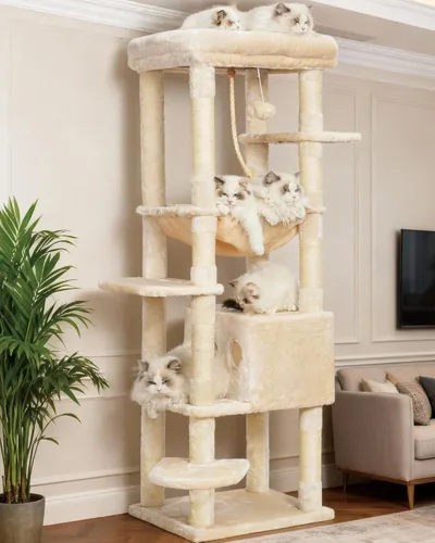 Heybly Árbol para Gatos para Gatos Grandes de 20 libras de Servicio Pesado, Torre para Gatos XXL de 60 pulgadas para Gatos de Interior, Condominio