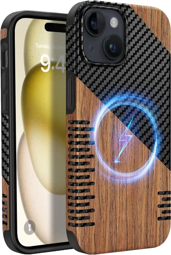 Miniatura 14 de Funda magnética ZZDZZ compatible con iPhone 14 Plus [Compatible con Magsafe] Diseño de cuero premium TPU híbrido a prueba de golpes (Negro)