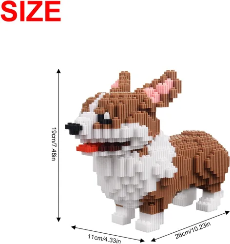 Miniatura 2 de Mini bloques de construcción Larcele de perros, ladrillos de juguete para construir mascotas, 950 piezas KLJM-02, Gran Corgi