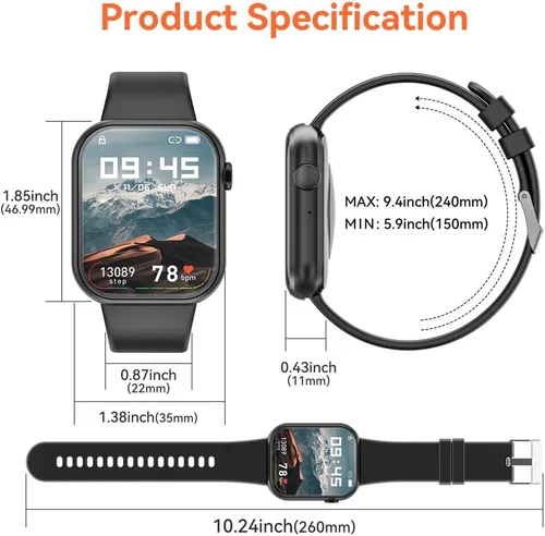 Miniatura 8 de Hwagol Reloj Inteligente (Contestar/Hacer Llamadas) Rastreador de Fitness de 1.85 Pulgadas, Esferas DIY/Podómetro/Calorías/Múltiples Modos