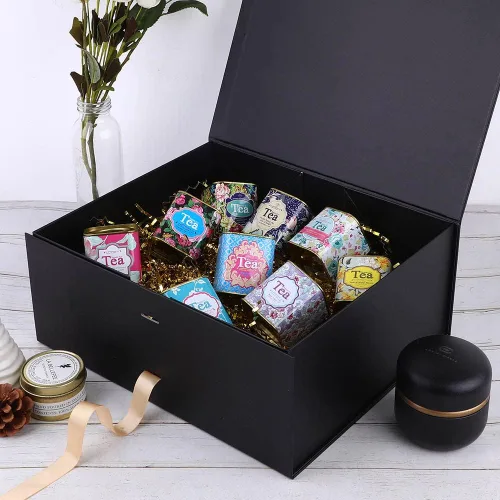 Miniatura 6 de Caja de regalo negra grande de 13 x 11 x 5.3 pulgadas, caja negra con cinta con tapa cierre magnético, caja de regalo de Navidad, cajas de regalo