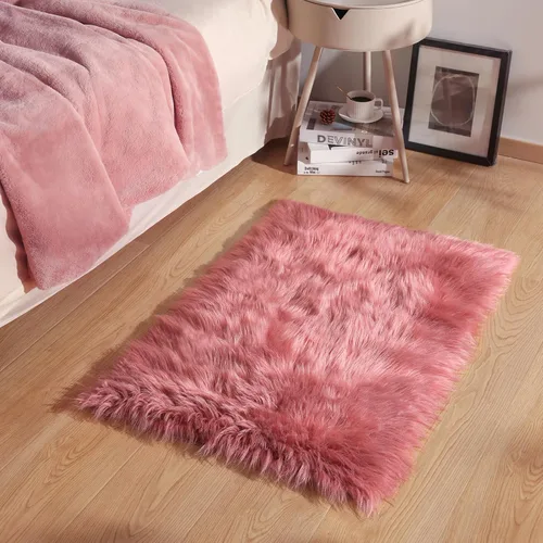 Miniatura 3 de Ashler Home Deco - Tapete de pelo sintético de oveja, mullido, suave, de 2 x 3 pies, lavable a máquina, dormitorio, habitación de los niños, sala