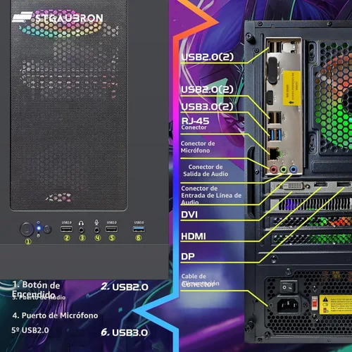 Miniatura 6 de STGAubron Computadora de escritorio para videojuegos, Intel Core i5 hasta 3.6G, Radeon RX 560 4G, 16G RAM, 512G SSD, WiFi 6, BT 5.0, ventilador RGB