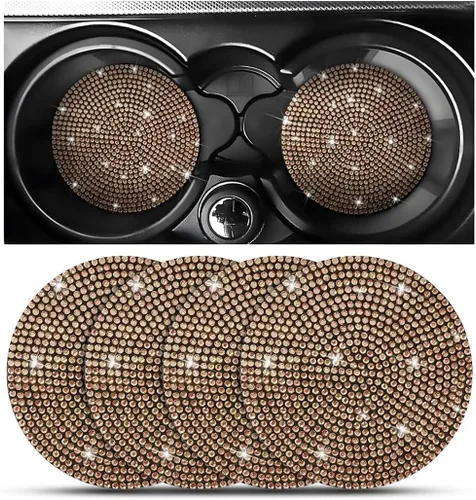 Miniatura 23 de Osilly – Portavasos para auto con brillantes, 2 unidades, diamantes de imitación, antideslizantes, portavasos universales de 2.75 pulgadas