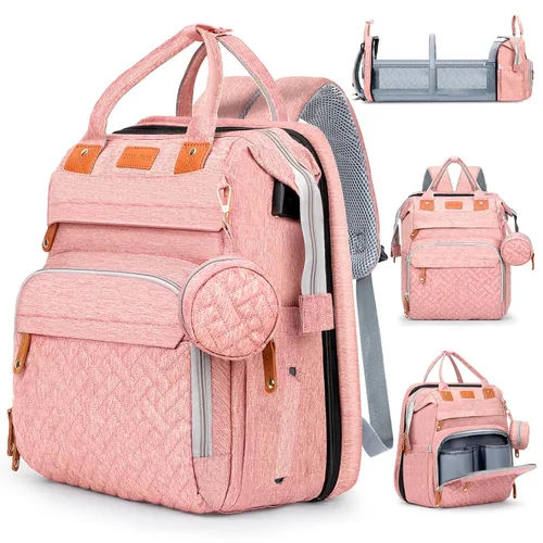 Miniatura 10 de JOYCE Mochila para pañales multifunción resistente al agua con cambiador, bolsa de viaje esencial para mamá, regalo perfecto para ducha y búsqueda