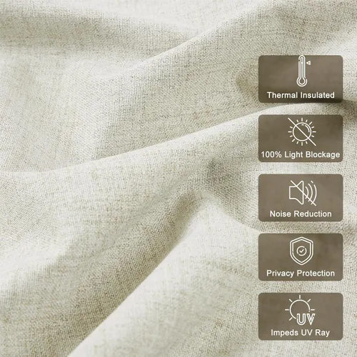 Miniatura 3 de Anpark Cortinas 100% opacas para dormitorio, cortina opaca de lino estilo granja de 84 pulgadas de largo, juego de 2 paneles, cortinas de ventana