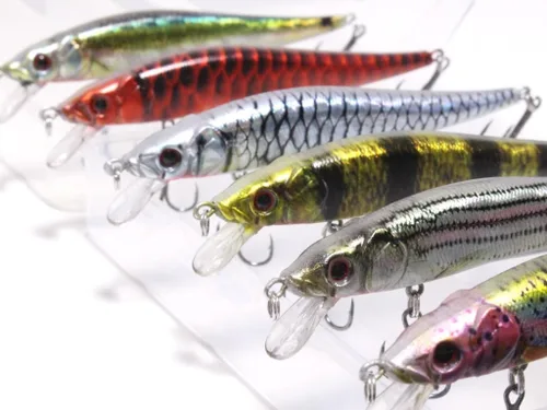 Miniatura 19 de Minnow Crankbait para pesca de lubina Señuelo de lubina Jerkbait Señuelos de pesca y caja de aparejos HC15KB