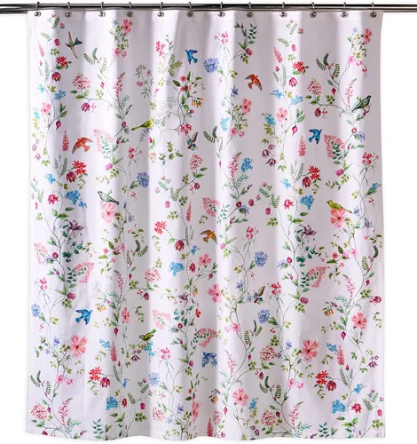 Miniatura 32 de Maison d' Hermine Cortina de ducha 100% algodón, un panel, 70 x 72 pulgadas, cortinas de ducha de tela lavable para baño, fácil de colgar con 12
