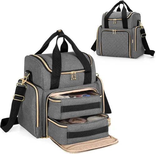 Miniatura 9 de LUXJA Bolsa de maquillaje Bolsa de cosméticos Bolsas extraíbles, Negro