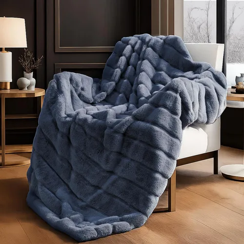Miniatura 32 de Cozy Bliss - Manta decorativa de piel sintética, de jacquard, mullida, afelpada, suave, gruesa y de verano, para sofá, sala de estar y dormitorio
