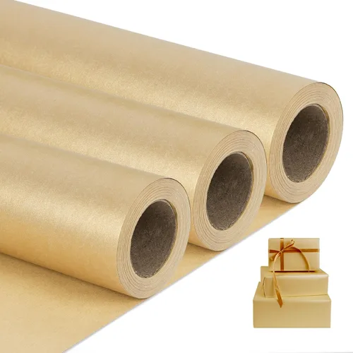 Miniatura 18 de NESCCI Papel de regalo mate, papel de brillo perlado de color sólido, 3 rollos, 17 pulgadas x 32.8 pies por rollo. Papel de regalo perfecto