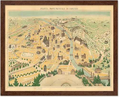 Miniatura 43 de Monem Art Mapa Monumental Vintage de Florencia Impresión - Póster de Viaje Retro - Arte de Italia - Gran Regalo para Hombres, Mujeres, Amantes