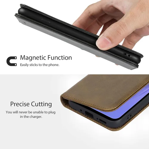 Miniatura 3 de Havaya Para Samsung Galaxy A54 5G Wallet Funda De Teléfono, Cubierta Magnética Con Titular De La Tarjeta Y Soporte - Verde Oscuro