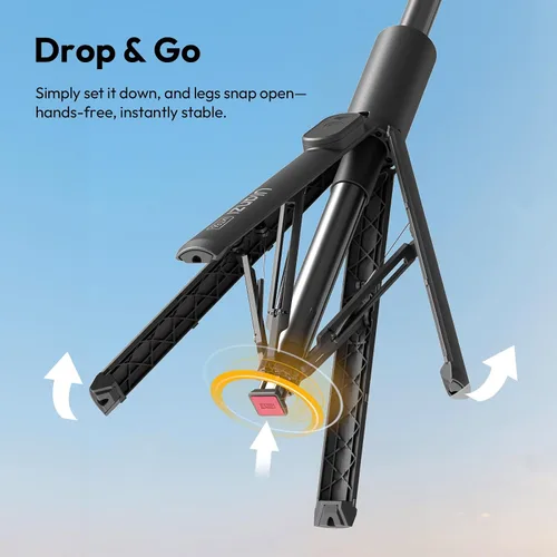 Miniatura 2 de ULANZI MT86 - Trípode de teléfono de apertura automática de 60 pulgadas, control remoto Bluetooth de aluminio de 4 patas con zapata fría, ligero