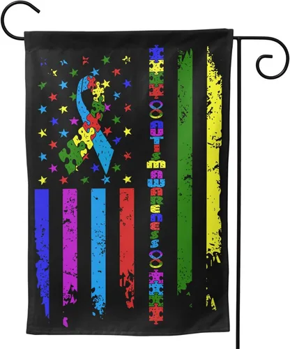 Bandera de grado de conciencia sobre el autismo, 12 x 18 pulgadas, decoración al aire libre, banderas estadounidenses, patio, jardín, pared,
