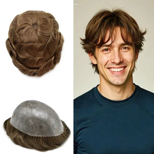 Miniatura 127 de Toupee for Men Hair Piece Real Human Hair Full Poly Skin Mens Toupee Mens Hair System Injected PU Hair System Invisible Hairpiece for