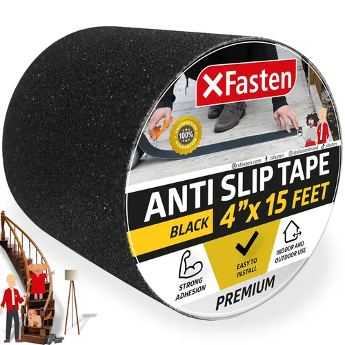 XFasten, cinta antiderrapante de 4 pulgadas por 15 pies, seguro para mascotas, hipoalergénico, impermeable, cinta de seguridad para interior y