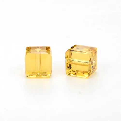 Miniatura 2 de 24 piezas Adabele cuentas austriacas de 4 mm (0,16 pulgadas) de cristal en forma de cubo facetado suelto pequeño color ámbar amarillo, compatibles