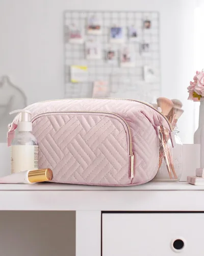 Miniatura 7 de BAGSMART Bolsa de maquillaje de viaje, bolsa de cosméticos, estuche organizador de maquillaje, bolsa grande de apertura amplia para mujeres, bolso