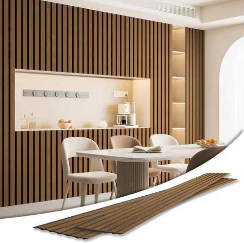 Miniatura 10 de Art3d Paquete de 4 paneles de revestimiento adhesivos de seis rejillas para decoración de paredes interiores - Paneles de pared de listones delgados