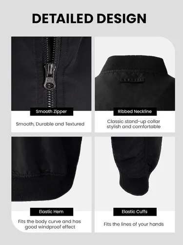 Miniatura 6 de Chaqueta bomber ligera para hombre, cortavientos, resistente al agua y transpirable con 4 bolsillos