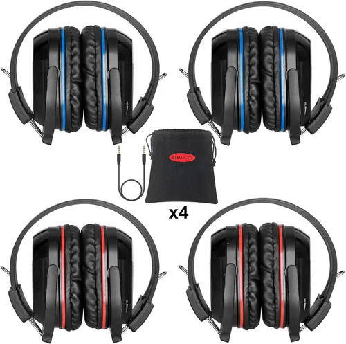 SIMOLIO Paquete de 4 auriculares IR para DVD de automóvil, auriculares inalámbricos para niños, no Bluetooth, auriculares infrarrojos universales de