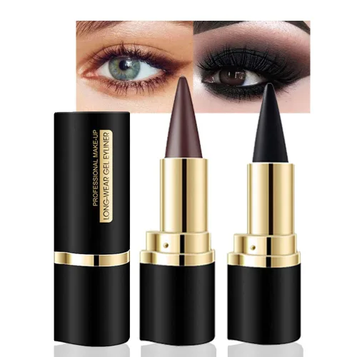 Miniatura 17 de evpct Delineador de ojos de gel negro y marrón 2 en 1, impermeable, a prueba de manchas, para Waterline, juego de pomadas de crema de cejas