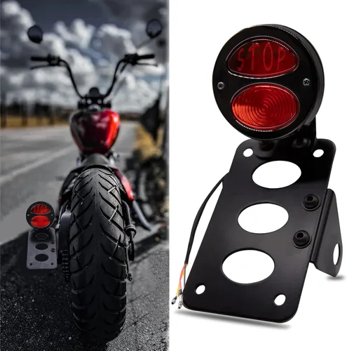 Rich Choices Luces traseras de motocicleta con soporte lateral para placa de matrícula, luces de freno integradas, luz de parada impermeable, de
