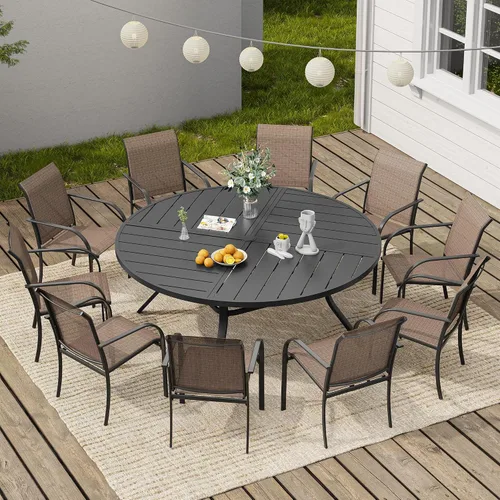 Miniatura 49 de VICLLAX Juego de 2 sillas de patio pequeñas para exteriores, juego de sillas apilables para patio y mesa de comedor cuadrada para porche delantero