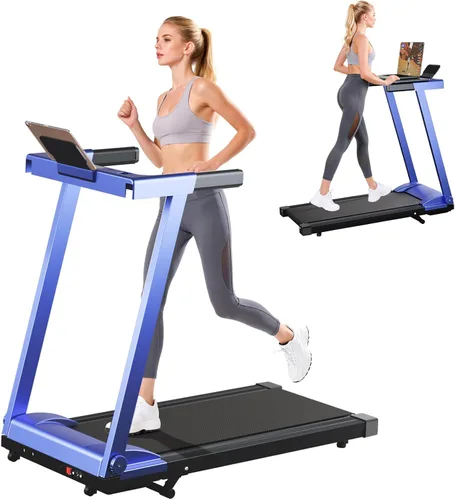 Miniatura 10 de DeerRun Cintas de correr para el hogar con inclinación y asas, cinta de correr plegable de 3.0 HP para espacios pequeños, máquina de correr plegable
