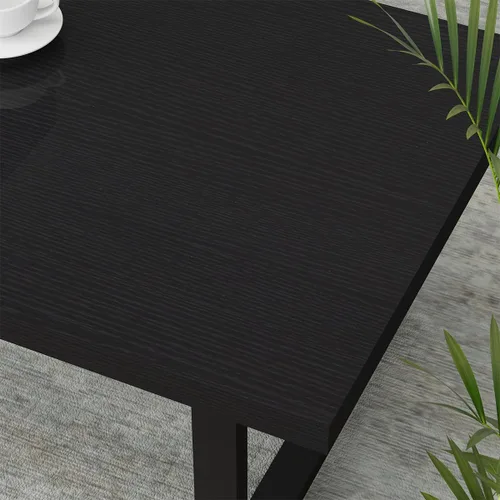 Miniatura 4 de Mesa de café IBF negra, mesa de centro minimalista industrial de madera, mesa moderna y simple rectangular para sala de estar, mesa de café y cóctel