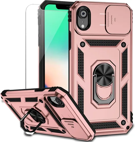 Miniatura 14 de Funda para iPhone XR con cubierta para lente de cámara, protector de pantalla HD, doble capa [protección contra caídas de grado militar de 15 pies]