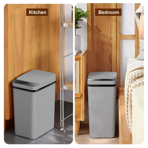 Miniatura 6 de Yatmung 2 Pack - Cubo de basura con sensor de movimiento de 2.5 galones para baño - Botes de basura inteligentes delgados - Bote de basura delgado