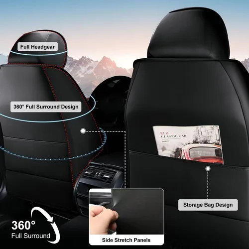 Miniatura 2 de TTX LIGHTING Fundas para Asientos de Coche Juego Completo Compatible con Nissan Frontier 2007-2024 2025 Protector de Asiento de Cuero Impermeable