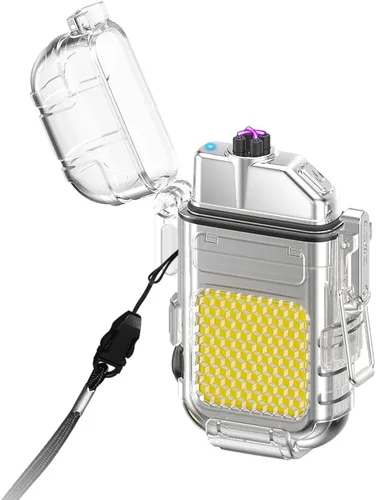 Miniatura 4 de Encendedor de doble arco con linterna LED 2 en 1, encendedor de plasma recargable por USB, sin llama, impermeable, resistente al viento, mini