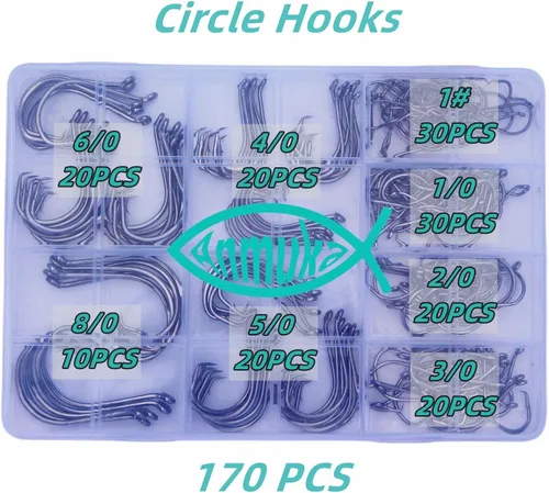 Miniatura 5 de Circle Hooks Fishing Hooks 2X Strong 170PCS/Box 220PCS/Box Octopus Catfish Fish Bulk Fishing Hooks Set Saltwater Freshwater Gear Equipment#1 1/0 2/0