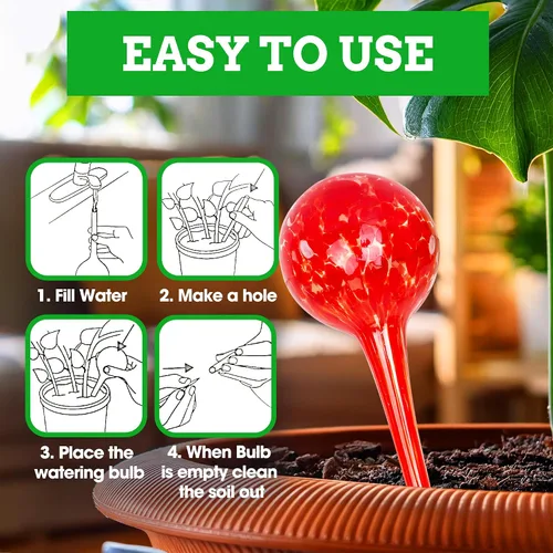 Miniatura 5 de Bolas de Riego Automático Besti – Paquete de 4 Bolas de Riego Extra Grandes para Plantas – Sistema de Riego Automático para Plantas en Maceta