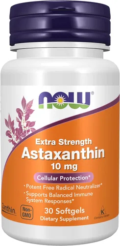 Miniatura 10 de NOW Foods Suplementos, astaxantina 10 mg, extra fuerza, derivado de microalgas Haematococcus Pluvialis sin OMG y tiene luteína, cantaxantina