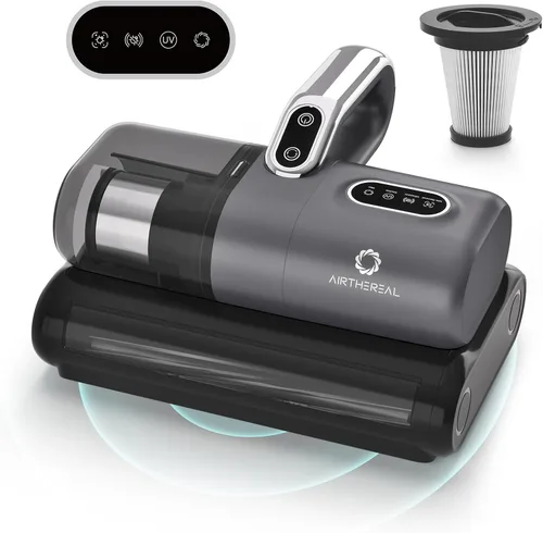 AIRTHEREAL Aspiradora de colchón M1, aspiradora de cama 6 en 1 con vibración de alta frecuencia, rotación de cepillo doble de 80,000 RPM, luz UV-C,