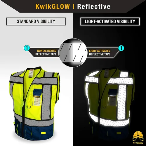 Miniatura 3 de KwikSafety - Chaleco de seguridad SHERIFF & SPECIALIST [Bolsillos de uso múltiple] Chaleco reflectante Clase 2 ANSI OSHA para hombres