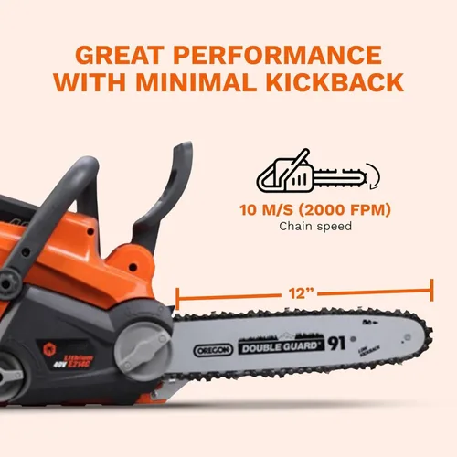 Miniatura 4 de Motosierra alimentada por batería, confiable de 40 V, inalámbrica con velocidad de cadena de 32.8 ft/s, motosierra de gas, equipo moderno