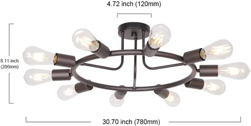 Miniatura 4 de BONLICHT - Lámpara de techo, candelabro, araña de luz, de níquel cepillado, 3020-10C-OB, 60.00watts, 120.00 volts Bronce frotado con aceite-10c