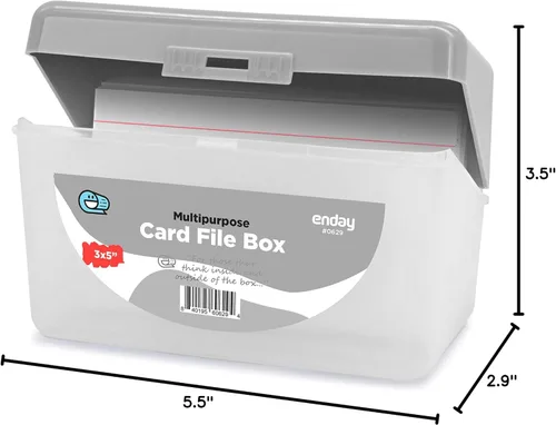 Miniatura 8 de Enday Portatarjetas de índice gris, organizador de tarjetas flash de 3x5, caja con tapa abatible, apto para apilamiento, para notas y recetas