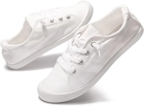 Miniatura 7 de Tenis de lona para mujer, sin cordones, caña baja, informales, clásicos, cómodos, planos, a la moda