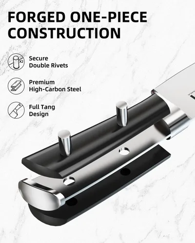 Miniatura 4 de KnifeSaga Juego de 15 cuchillos de cocina de acero inoxidable de alto carbono con bloque y afilador, juego de cuchillos negros afilados de alta