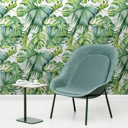 Miniatura 4 de Papel tapiz tropical para despegar y pegar, papel tapiz autoadhesivo verde prepegado, grueso, impermeable, para decoración, 17.7 pulgadas x 9.8 pies