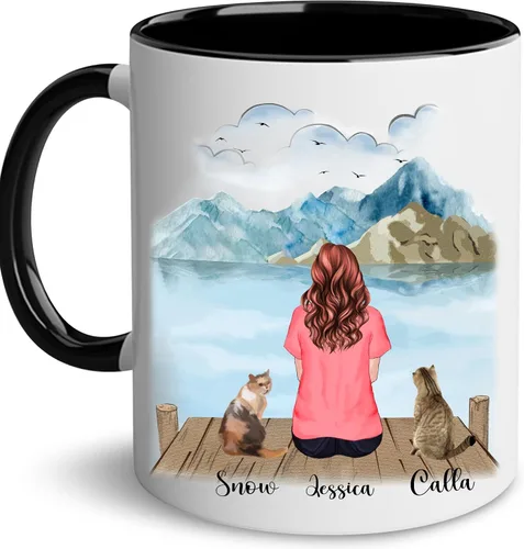Miniatura 12 de WHIDOBE Taza personalizada de gato (1 gato) de 11 onzas, taza de 15 onzas para amantes de los gatos con avatar, gatito, nombres, regalo